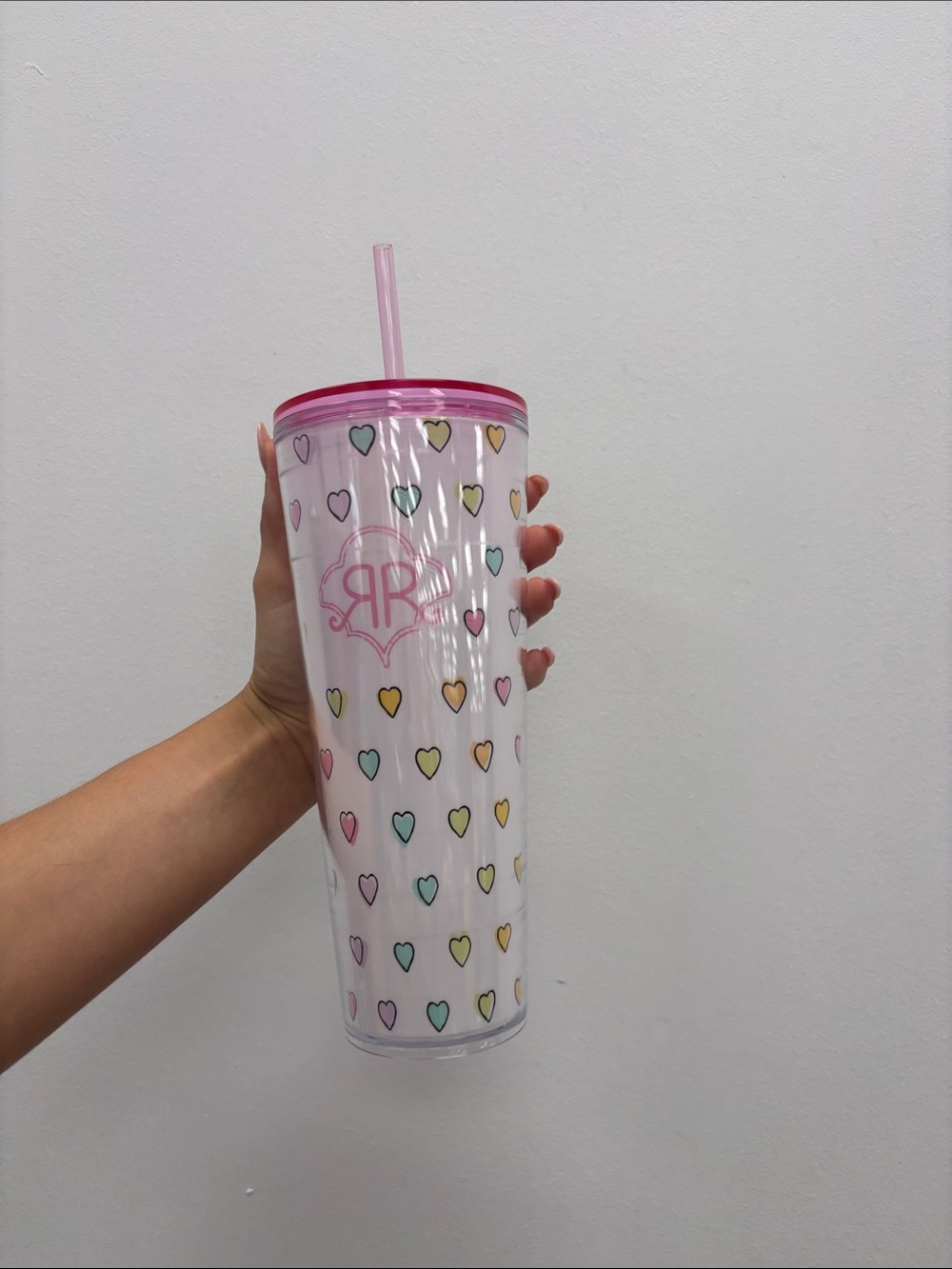 Roller Rabbit Pastel Heart Tumbler with Pink Lid
